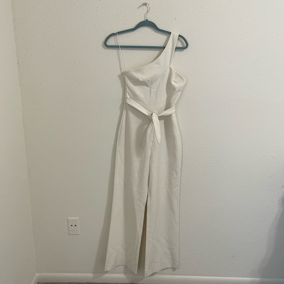 Likely Revolve Kelsey White One Shoulder Belted Wide Leg Jumpsuit - Size 0 - Picture 2 of 16